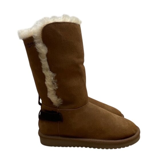 Koolaburra By UGG Women’s Brown Suede & Fur Blend Trim Tall Winter Boots Size 6 - Picture 1 of 13